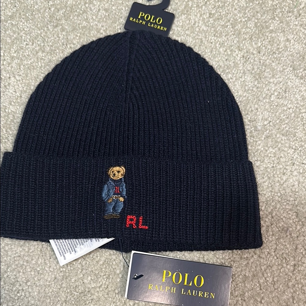Polo by Ralph Lauren Blue Knit Hat Classic Cuffed Design - BRAND NEW!